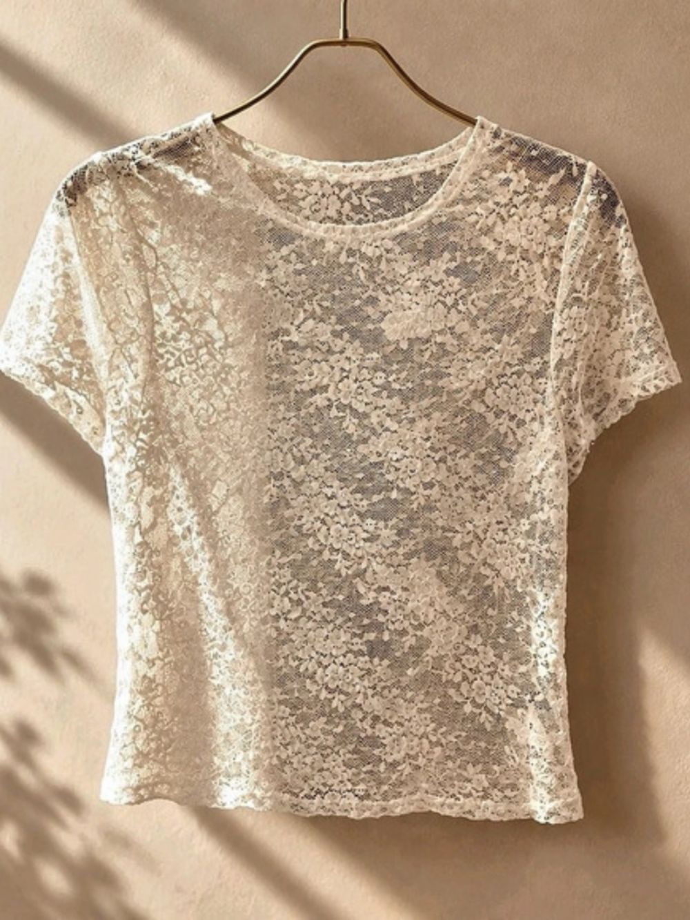 Lace Short Sleeve Top in White Size XL Like New